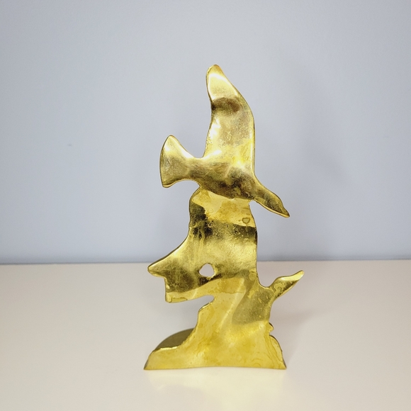 Solid Brass Flying Burds Book End Vintage Made in Tiawan 8" - Picture 5 of 9